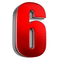 6 Number Red 3D png