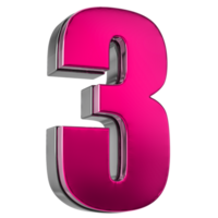 the number three in pink on a transparent background png