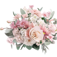 ai generiert schön Strauß von Blumen isoliert Blumen Illustration.Geschenk Box Geburtstag, Hochzeit, Mutter Tag, Valentinstag Tag, Damen Tag Blumen und Blätter zum Einladung png