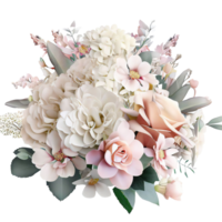 AI generated Beautiful bouquet of flowers isolated flowers illustration.gift box Birthday, Wedding, Mother's Day, Valentine's day, Women's Day flowers and leaves for invitation png