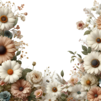 ai genererad skön bukett av blommor isolerat blommor illustration.gift låda födelsedag, bröllop, mors dag, hjärtans dag, kvinnors dag blommor och löv för inbjudan, png
