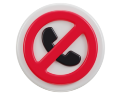 telefon ring upp förbjuda, blockera 3d tolkning ikon illustration png