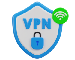 3d seguro vpn rede com cadeado ícone ilustração png