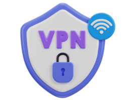 3d seguro vpn red con candado icono ilustración png