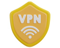 3d protect shield with vpn network icon png