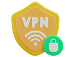 3d seguro vpn red con candado icono ilustración png