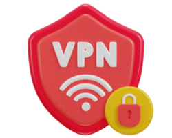 3d seguro vpn rede com cadeado ícone ilustração png