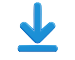 3D download icon, Upload icon, Download symbol, sign. Down arrow bottom side symbol png