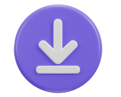 download button icon 3d rendering png