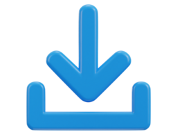 3D download icon, Upload icon, Download symbol, sign. Down arrow bottom side symbol png