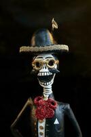 Catrin or skull dressed in a colloquial and elegant costume on the day of the dead photo
