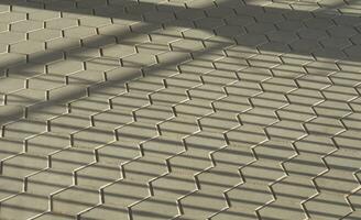 Abstract background and texture of hexagon cobblestone pavement with sunlight and shadow on surface photo