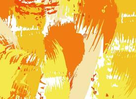 Orange grunge background with strokes of paint. Brush spots texture. Vector image. Abstract for design, flyer, banner, poster, calendar