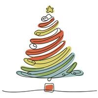 ai generado gráficos de un hermosa naranja-verde Navidad árbol dibujado con uno negro minimalista línea foto