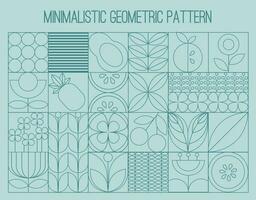 resumen geométrico flores y plantas. Bauhaus modelo. mosaico estilo. sencillo geométrico formas textil antecedentes. vector botánico ilustración.