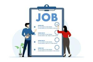 Job concept, HR team evaluating candidates for vacancies, checking resumes, HR manager team, recruiting to company, we are recruiting, flat vector illustration on white background.