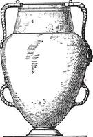 Vase with four handles, vintage engraving. vector