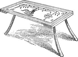 egipcio mesa con Tres pies, Clásico grabado. vector