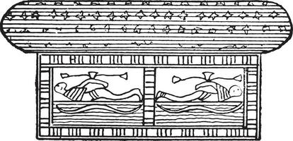 Egyptian bed, vintage engraving. vector