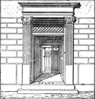 Entrance to the house, vintage engraving. vector