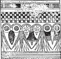 egipcio ornamento sorteos un tumba de tebas, Clásico grabado. vector