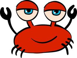 Red crab with blue eyes vector illustration on white background.