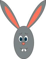 Concered grey bunny vector illustration on white background.