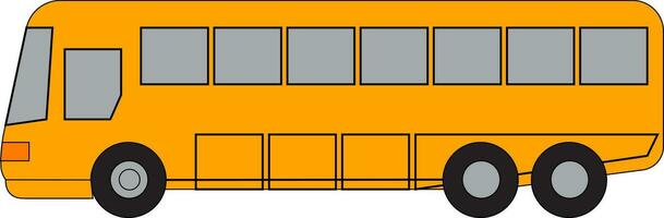 Long yellow bus vector illustration on white background.