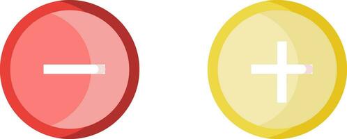 Red minus and yellow plus buttons vector illustration on white background.