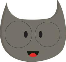 Smiling grey cat with eyeglasses vector illustration on white background.