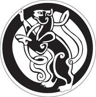 Celtic design of a cat inside a circle vector