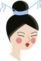 Chines girl vector illustration on white background.