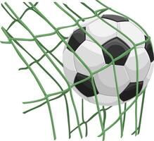 Vector of soccer ball on net.