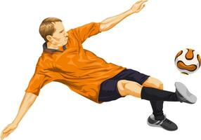 vector de fútbol jugador en acción.