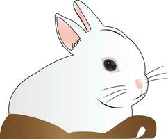 White rabbit in basket vector