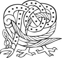 Celtic design with knotted lines of a bird vector