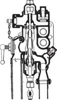 Friedman injector automatic reboot, T. latter type series, vintage engraving. vector