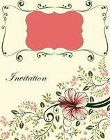 Vintage invitation card with ornate elegant retro abstract floral design vector