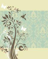 Vintage invitation card with ornate elegant retro abstract floral tree design vector