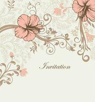 Vintage invitation card with ornate elegant retro abstract floral design vector