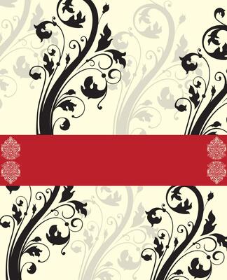 Vintage invitation card with ornate elegant retro abstract floral design