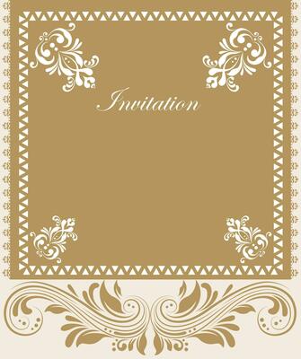 Vintage invitation card with ornate elegant retro abstract floral design