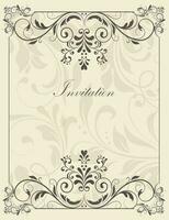 Vintage invitation card with ornate elegant retro abstract floral design vector