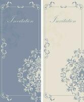 Set of two 2 vintage invitation cards with ornate elegant retro abstract floral design vector