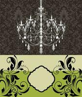Vintage invitation card with ornate elegant retro abstract floral design vector
