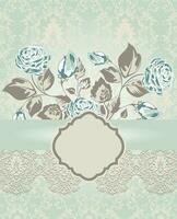 Vintage invitation card with ornate elegant retro abstract floral design vector