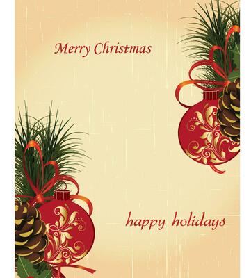 Vintage Christmas card with ornate elegant retro abstract floral design