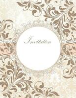 Vintage invitation card with ornate elegant retro abstract floral design vector