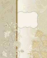 Vintage invitation card with ornate elegant retro abstract floral design vector