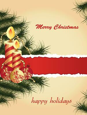 Vintage Christmas card with ornate elegant retro abstract floral design